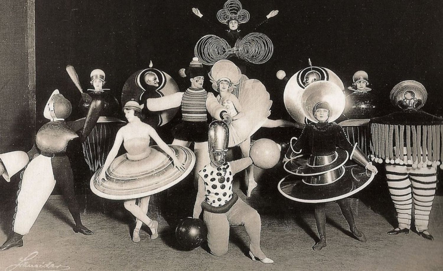 A 1920s Bauhaus costume party, featuring designs by Oskar Schlemmer