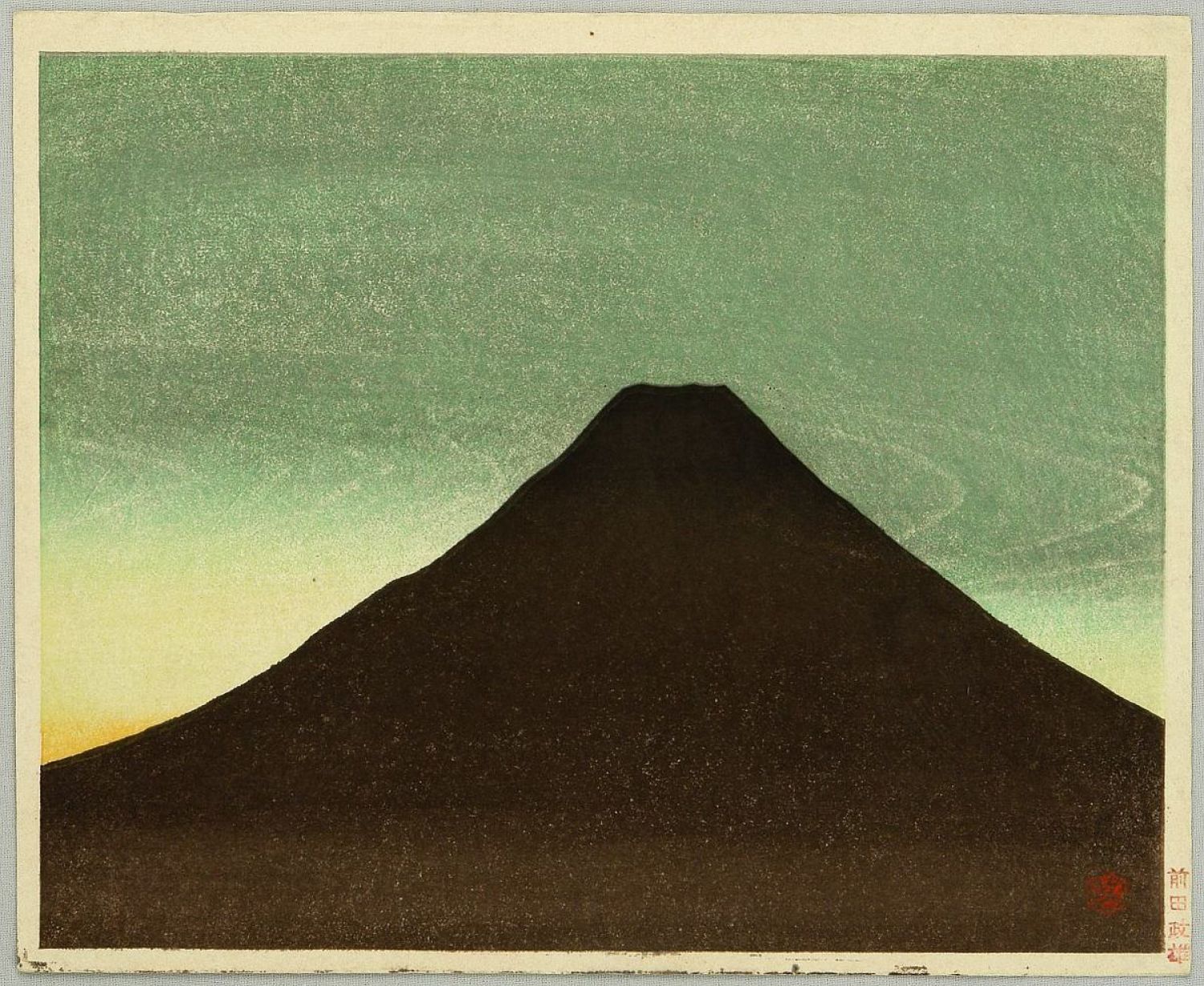 Masao Maeda «Mt. Fuji in Red Sunset Glow Woodblock», 1944. Print