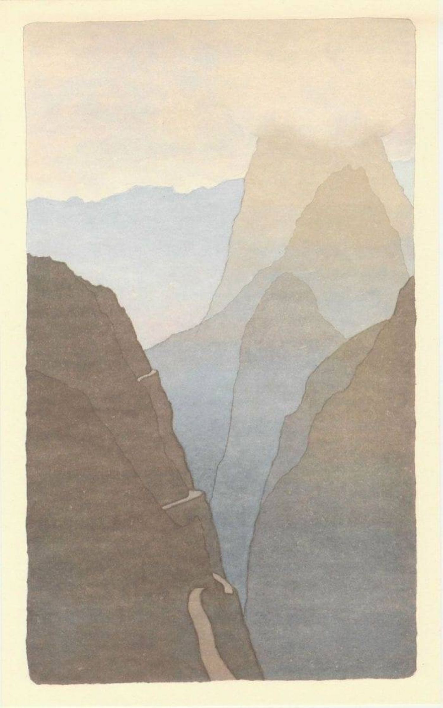 Peter Schmidt, «Road to the Crater». Fourth of four limited edition prints issued with the first edition of Brian Eno’s 1977 album «Before and After Science»